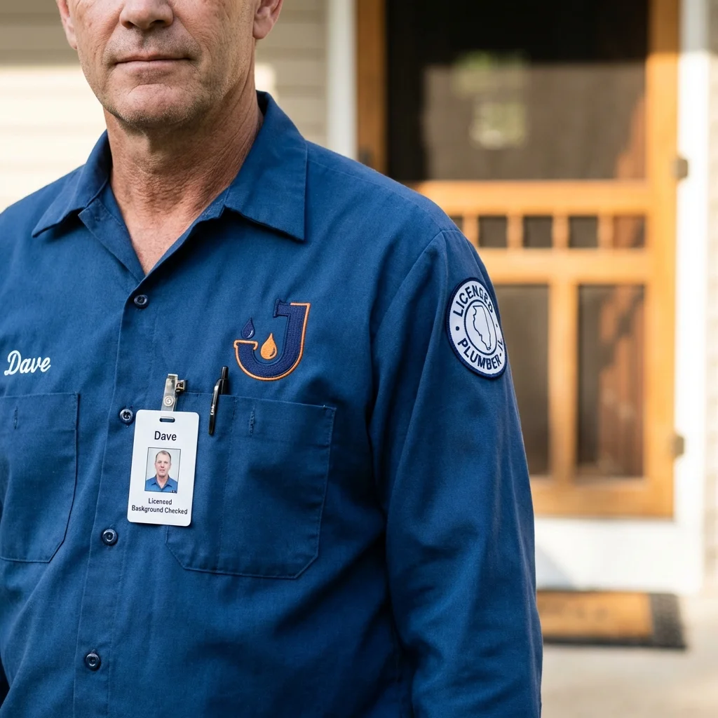 Licensed plumber showing ID badge in Morgan City, LA