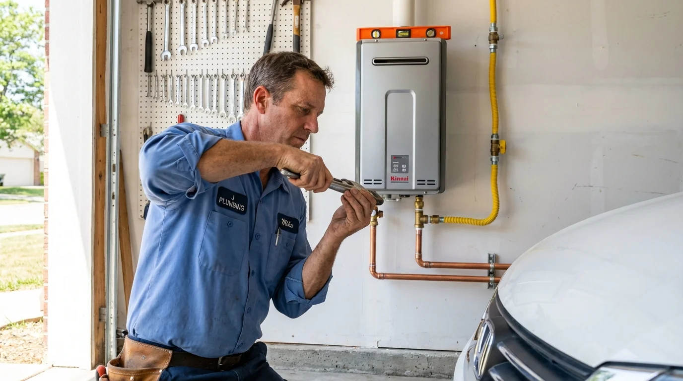 Tankless water heater installation by a Johns Plumbing LLC plumber in Morgan City